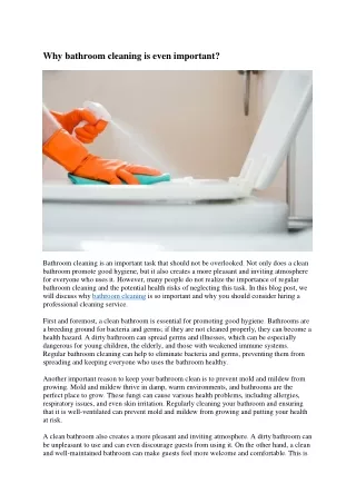 why bathroom cleaning is even important