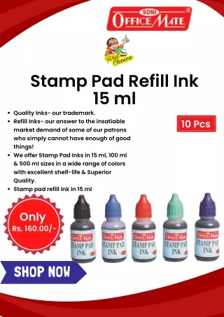 Stamp Pad Refill Ink 15 ml - Soni Office Mate