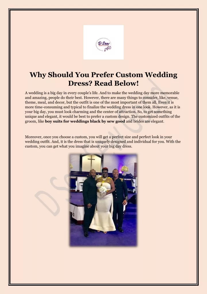 why should you prefer custom wedding dress read