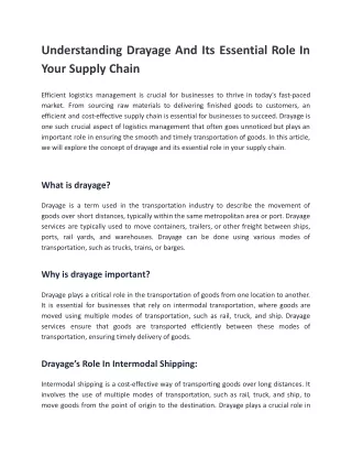 Understanding Drayage And Its Essential Role In Your Supply Chain