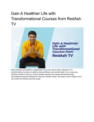 Gain A Healthier Life with Transformational Courses from RedAsh TV