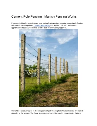 Cement Pole Fencing | Manish Fencing Works