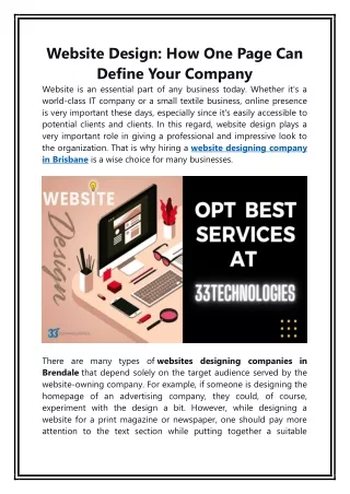 website design how one page can define your