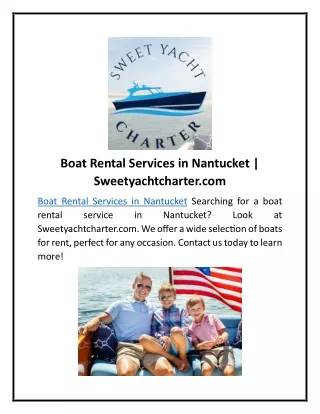 Boat Rental Services in Nantucket | Sweetyachtcharter.com