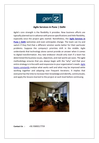 Agile Services in Pune, Delhi