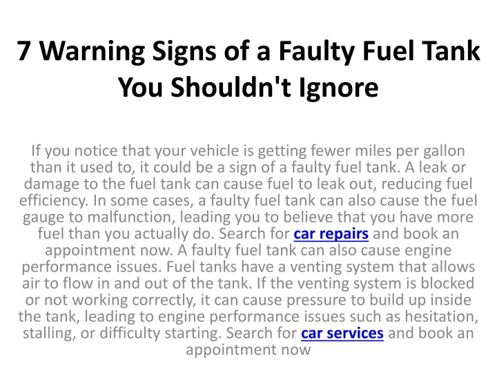 7 warning signs of a faulty fuel tank you shouldn t ignore