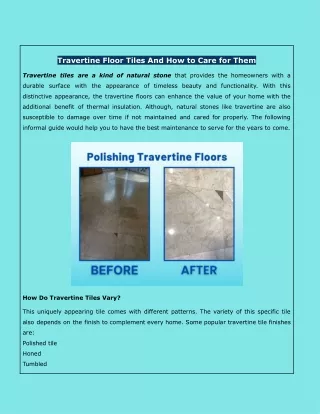 travertine floor tiles and how to care for them