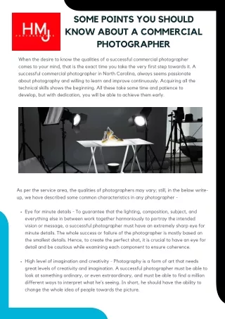Some Points You Should Know About a commercial Photographer