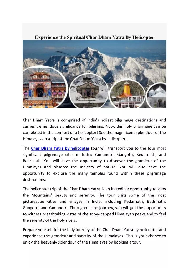 experience the spiritual char dham yatra