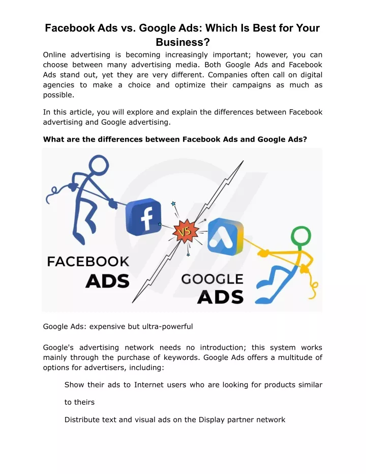 facebook ads vs google ads which is best for your