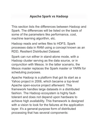 Apache Spark vs Hadoop
