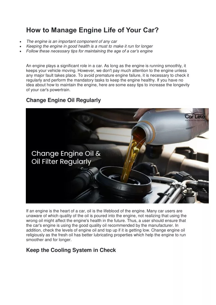 how to manage engine life of your car