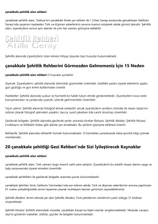 Unutun Çanakkale şehitlikleri: Artık İhtiyacınız Olmaması İçin 10 Neden