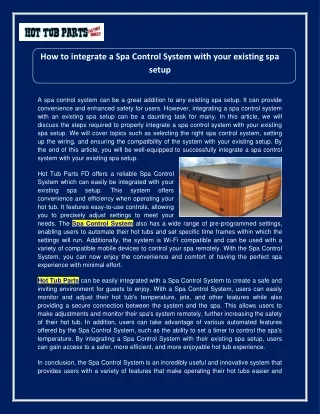 how to integrate a spa control system with your