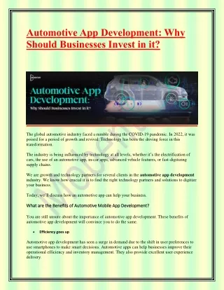 Automotive App Development-Why Should Businesses Invest in it
