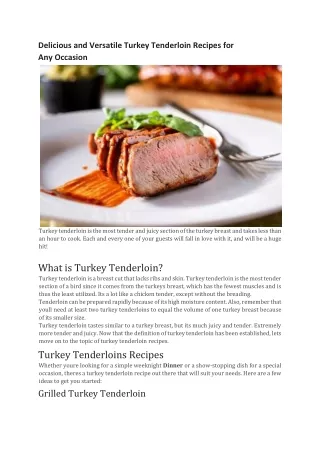 Delicious and Versatile Turkey Tenderloin Recipes for Any Occasion