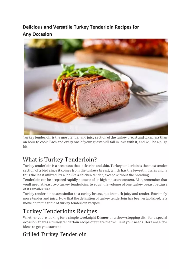 delicious and versatile turkey tenderloin recipes