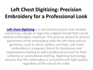 Left Chest Digitizing: Precision Embroidery for a Professional Look