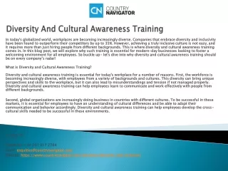 diversity and cultural awareness training