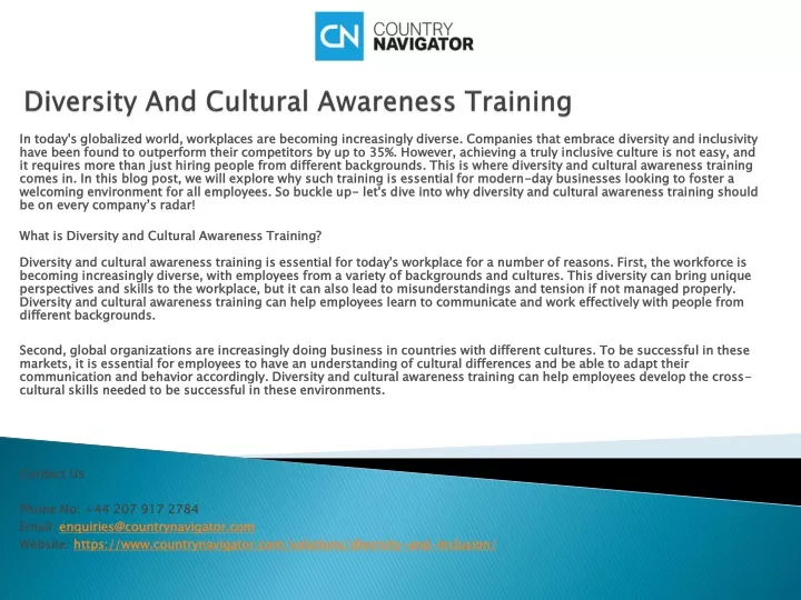 diversity and cultural awareness training