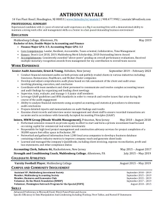 Anthony Natale New Jersey resume