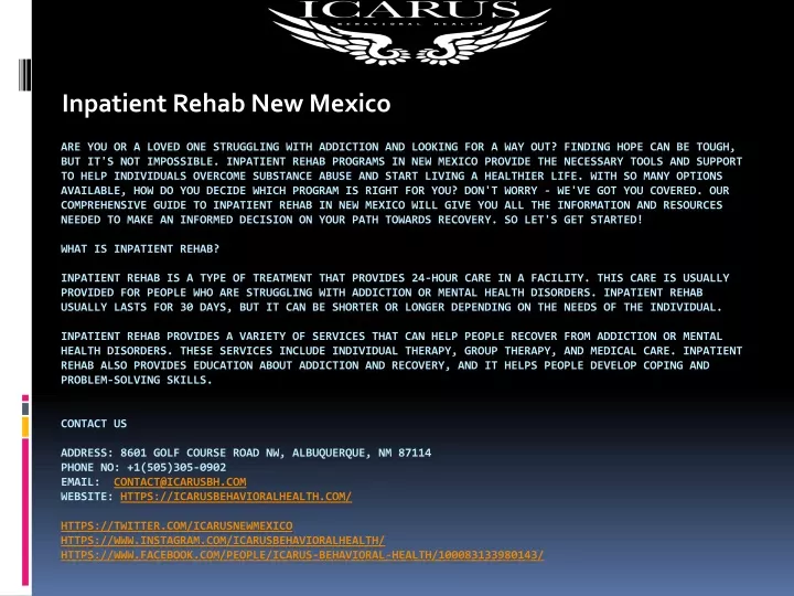 inpatient rehab new mexico