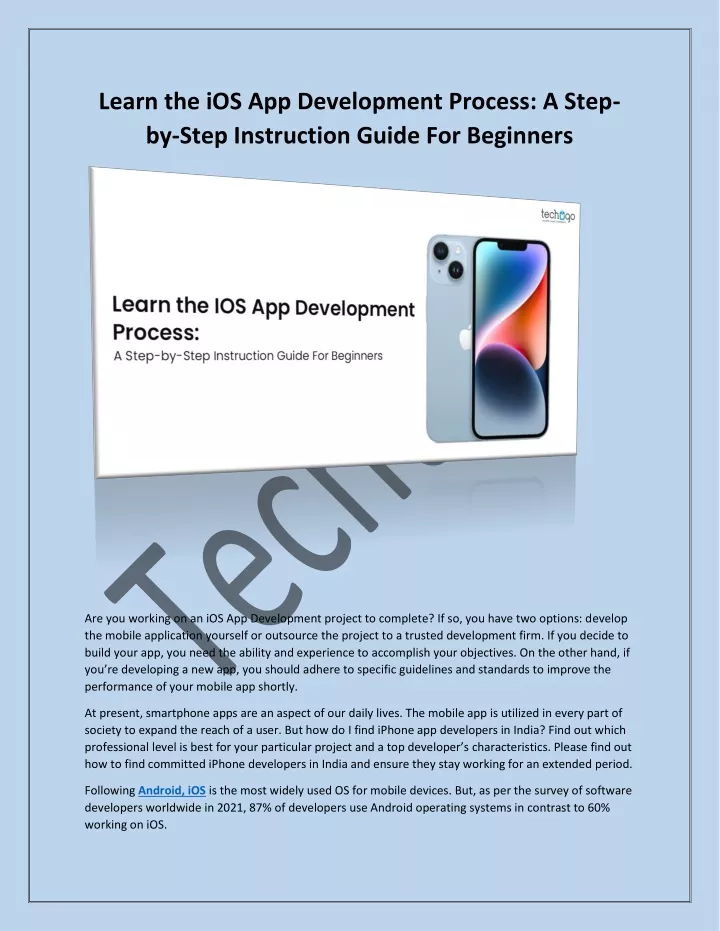 learn the ios app development process a step
