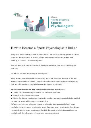 How to Become a Sports Psychologist in India-Sports Blog-IISM Mumbai