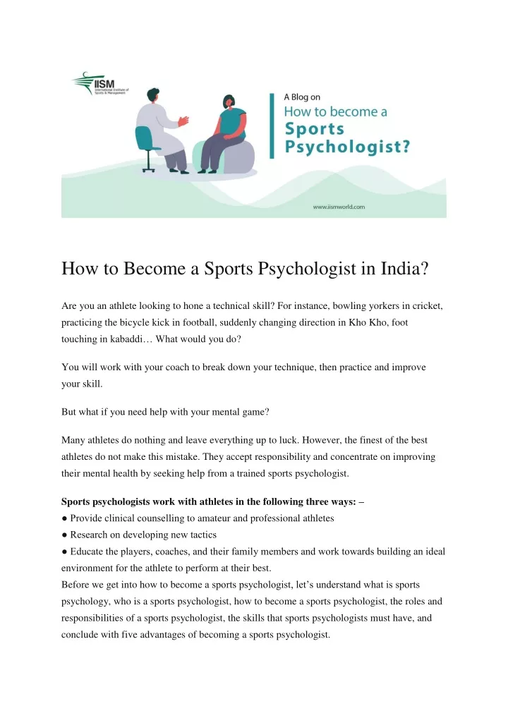 how to become a sports psychologist in india