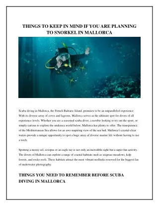 THINGS TO KEEP IN MIND IF YOU ARE PLANNING TO SNORKEL IN MALLORCA