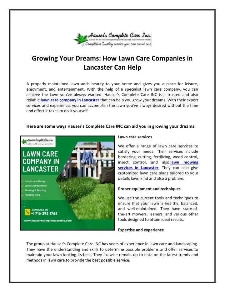 growing your dreams how lawn care companies