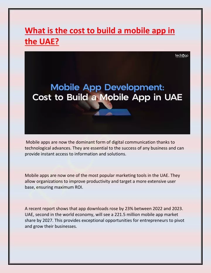 what is the cost to build a mobile app in the uae
