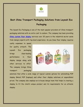Best China Transport Packaging Solutions from Leyeah Eco Packaging