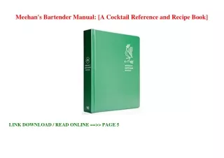 (*KINDLE)->DOWNLOAD Meehan's Bartender Manual: [A Cocktail Reference and Recipe