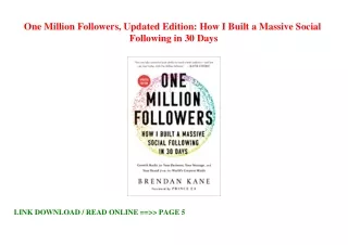 (*EPUB/PDF)->DOWNLOAD One Million Followers  Updated Edition: How I Built a Mass