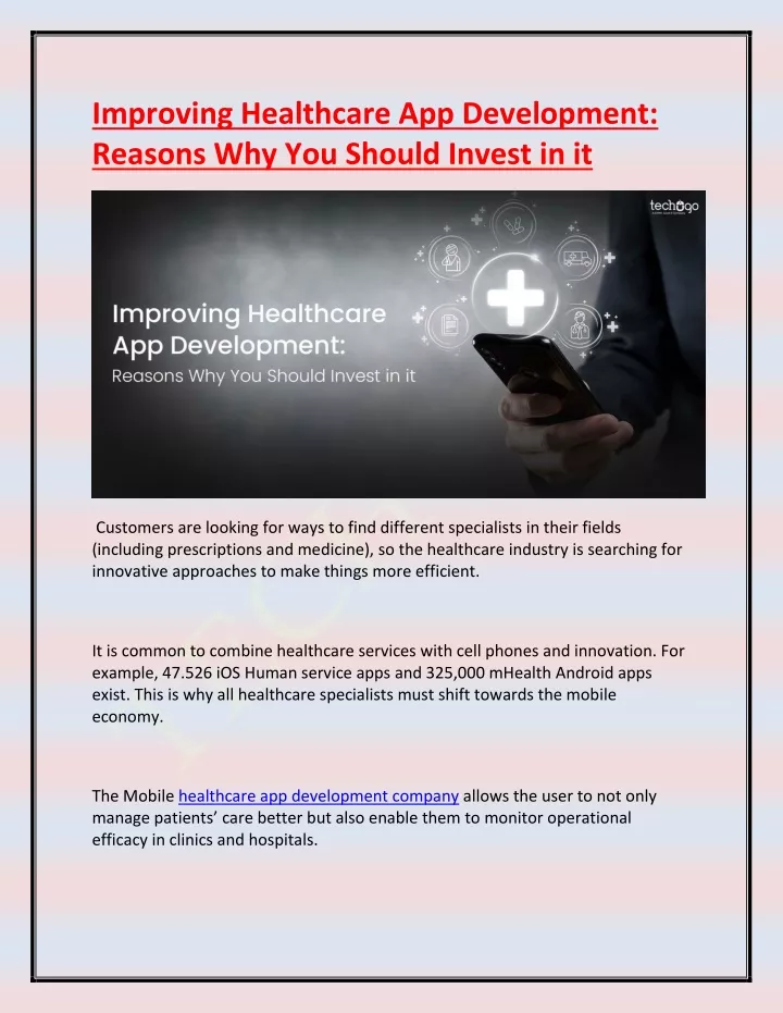 improving healthcare app development reasons