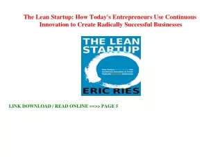 [DOWNLOAD] The Lean Startup: How Today's Entrepreneurs Use Continuous Innovation