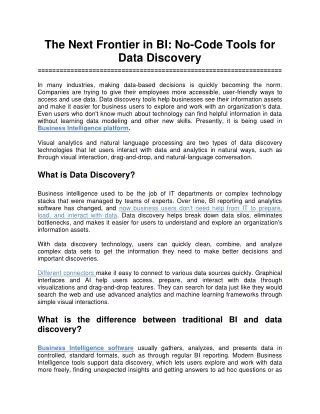 the next frontier in bi no code tools for data