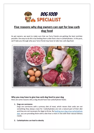 Five reasons why dog owners can opt for low-carb dog food