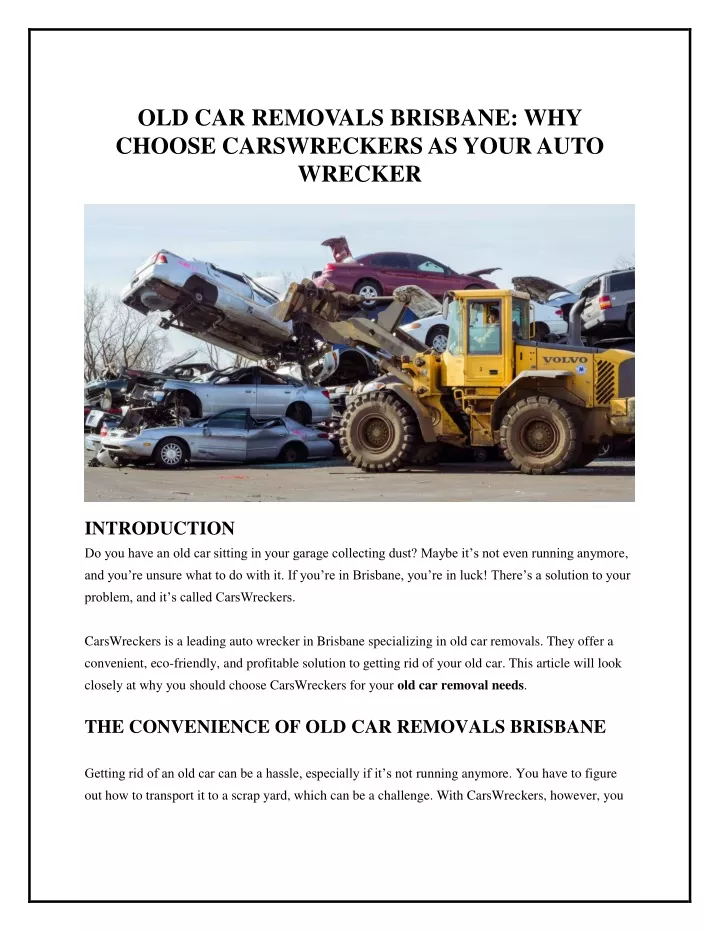 old car removals brisbane why choose carswreckers