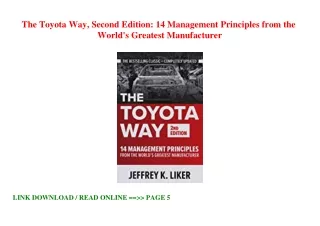 [P.D.F_book] The Toyota Way  Second Edition: 14 Management Principles from the W
