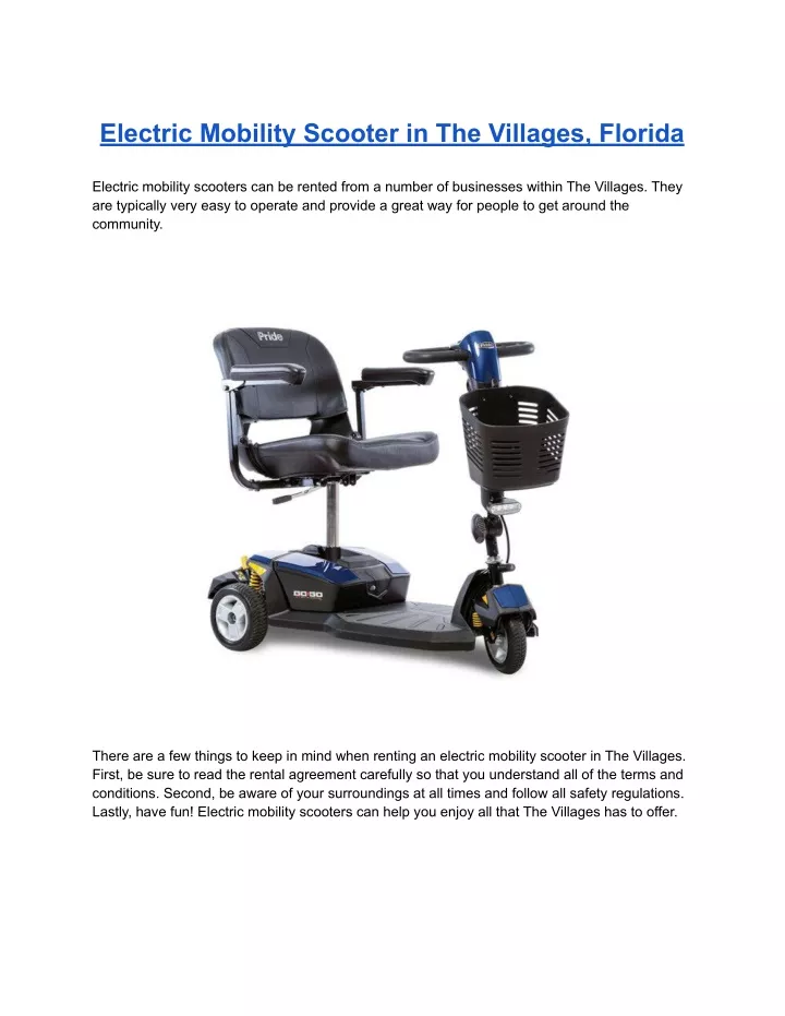 electric mobility scooter in the villages florida