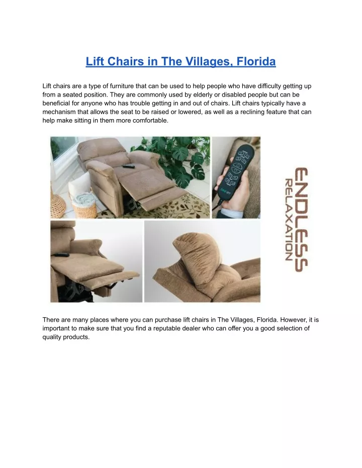 lift chairs in the villages florida