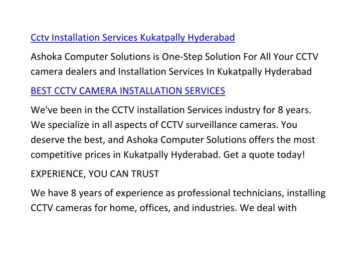 cctv installation services kukatpally hyderabad