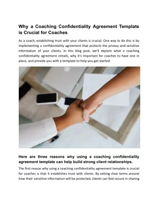 Why a Coaching Confidentiality Agreement Template is Crucial for Coaches