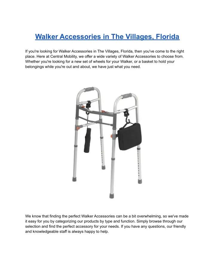 walker accessories in the villages florida