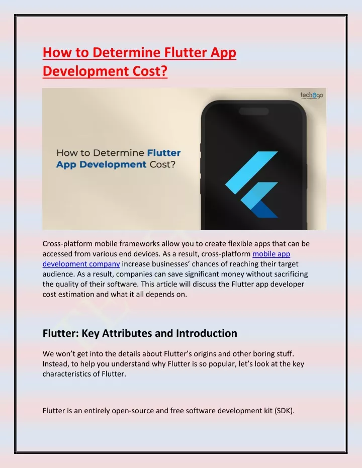 how to determine flutter app development cost