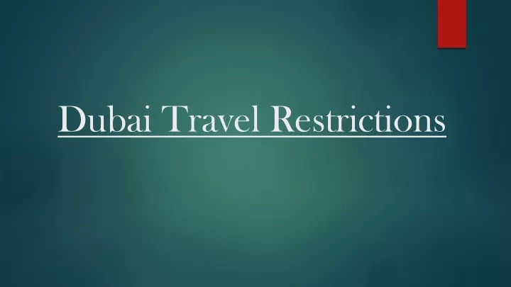 dubai travel restrictions