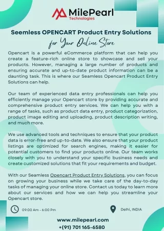 Seemless Opencart Product Entry Solutions for Your Online Store