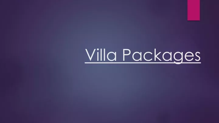 villa packages